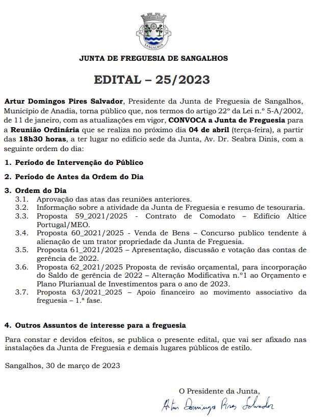 Imagem Reunião do Executivo da Junta de Freguesia - Abril 2023